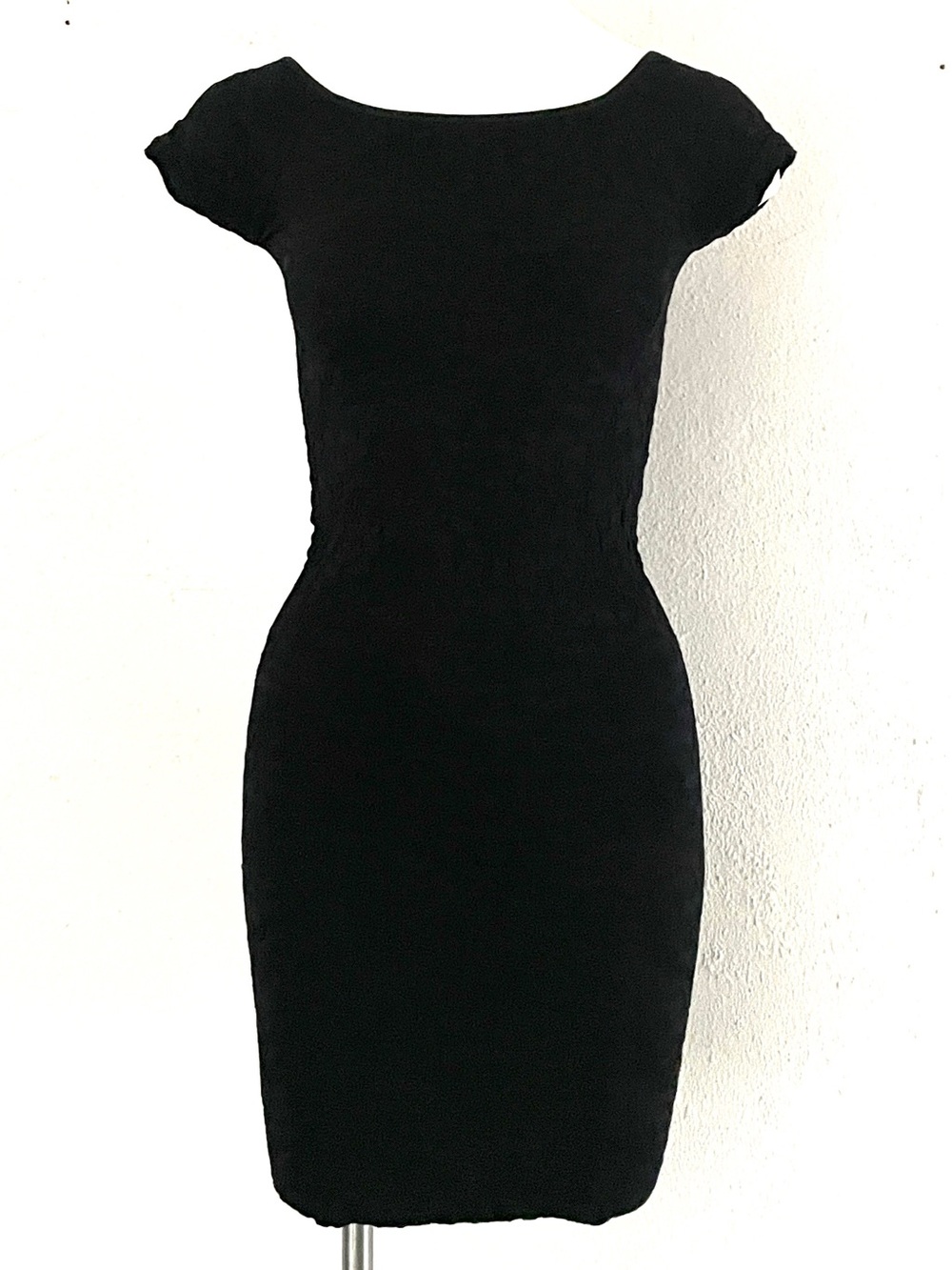 Free People Stretchy Bodycon Textured Black Mini Dress M/L